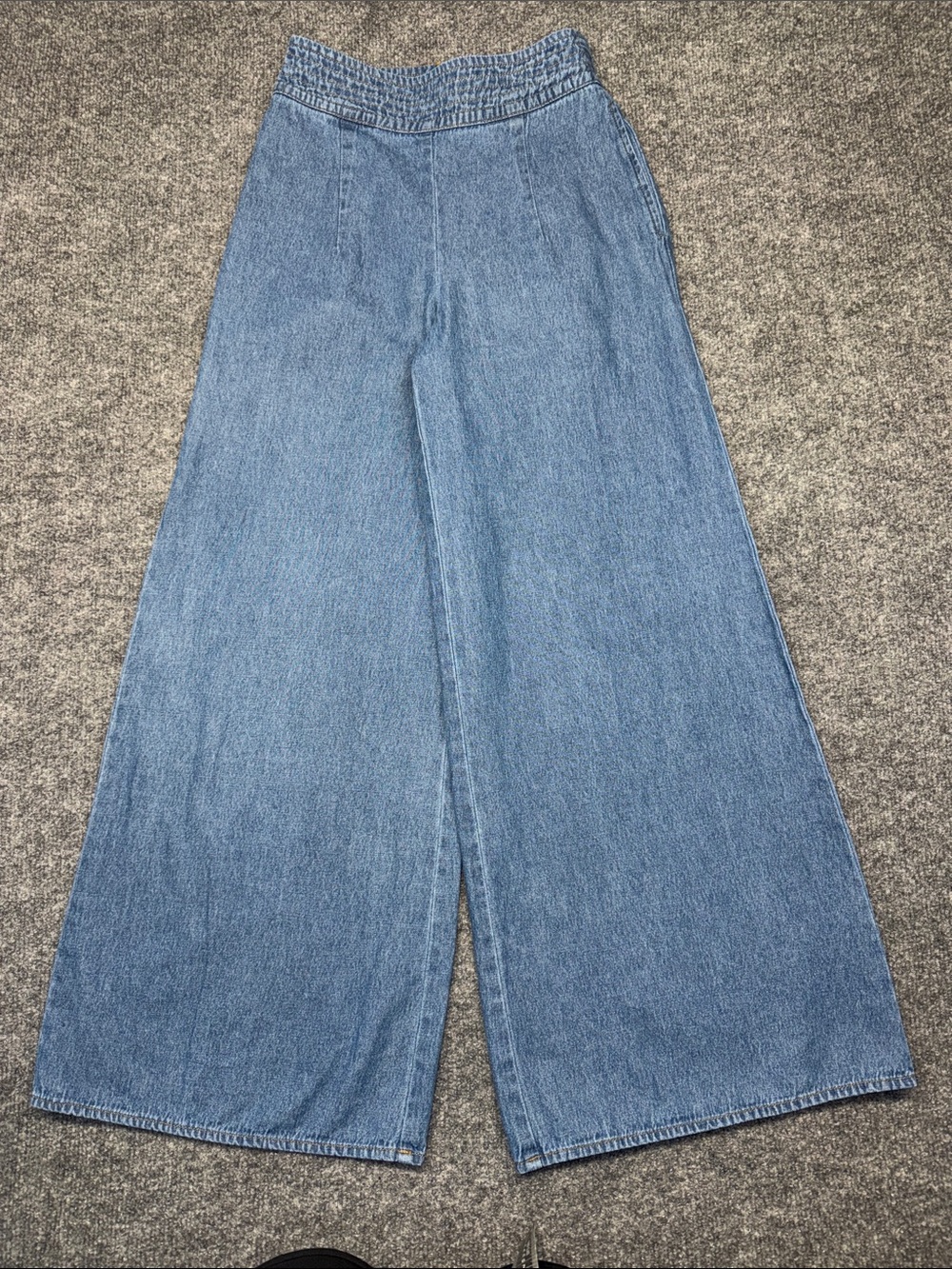 Eleven.O.One Wide-Leg High-Waist Flare Pants in Light Blue
